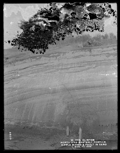 Wachusett Reservoir, North Dike, easterly portion, main cut-off trench, ripple marks and fault in sand, about station 17+50, Clinton, Mass., Nov. 23, 1898