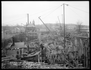 Distribution Department, Chestnut Hill Low Service Pumping Station, foundations, looking west, Brighton, Mass., Dec. 31, 1898