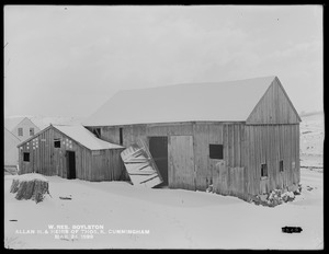 Wachusett Reservoir, Allan H. and Heirs of Thomas K. Cunningham's barn, interior; near South Clinton Station, Cunningham Road, looking north, West Boylston, Mass., Mar. 24, 1899
