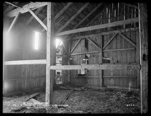 Wachusett Reservoir, Allan H. and Heirs of Thomas K. Cunningham's barn, interior, interior; near South Clinton Station, Cunningham Road, West Boylston, Mass., Mar. 24, 1899