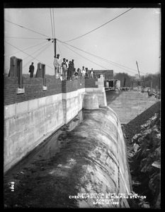 Distribution Department, Chestnut Hill Low Service Pumping Station, conduit and rear wall of pumping station, from the southeast, Brighton, Mass., Apr. 14, 1899