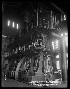Distribution Department, Chestnut Hill High Service Pumping Station, 30-million gallon Allis engine, from the northeast, Brighton, Mass., Apr. 14, 1899