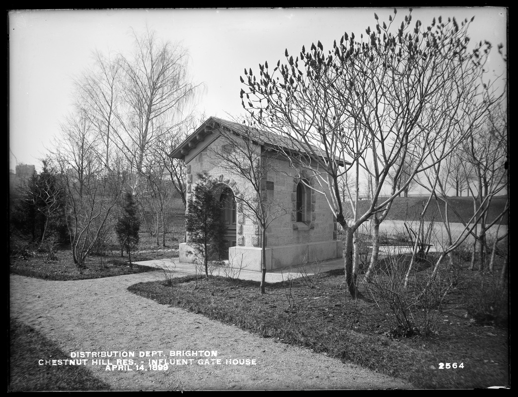 Distribution Department, Chestnut Hill Reservoir, Influent Gatehouse, Brighton, Mass., Apr. 14, 1899