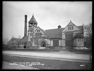 Distribution Department, Chestnut Hill High Service Pumping Station, from the west (a near view), Brighton, Mass., Apr. 14, 1899