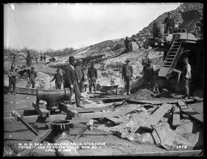 Distribution Department, Northern High Service Middlesex Fells Reservoir, foundations for gatehouse at Dam No. 1, from the east, Stoneham, Mass., Apr. 15, 1899