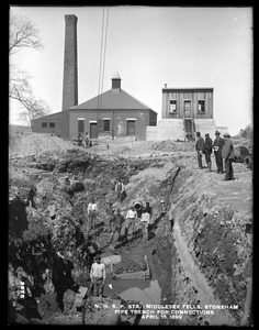 Distribution Department, Northern High Service Spot Pond Pumping Station, pipe trench for connections, from the east, Stoneham, Mass., Apr. 15, 1899