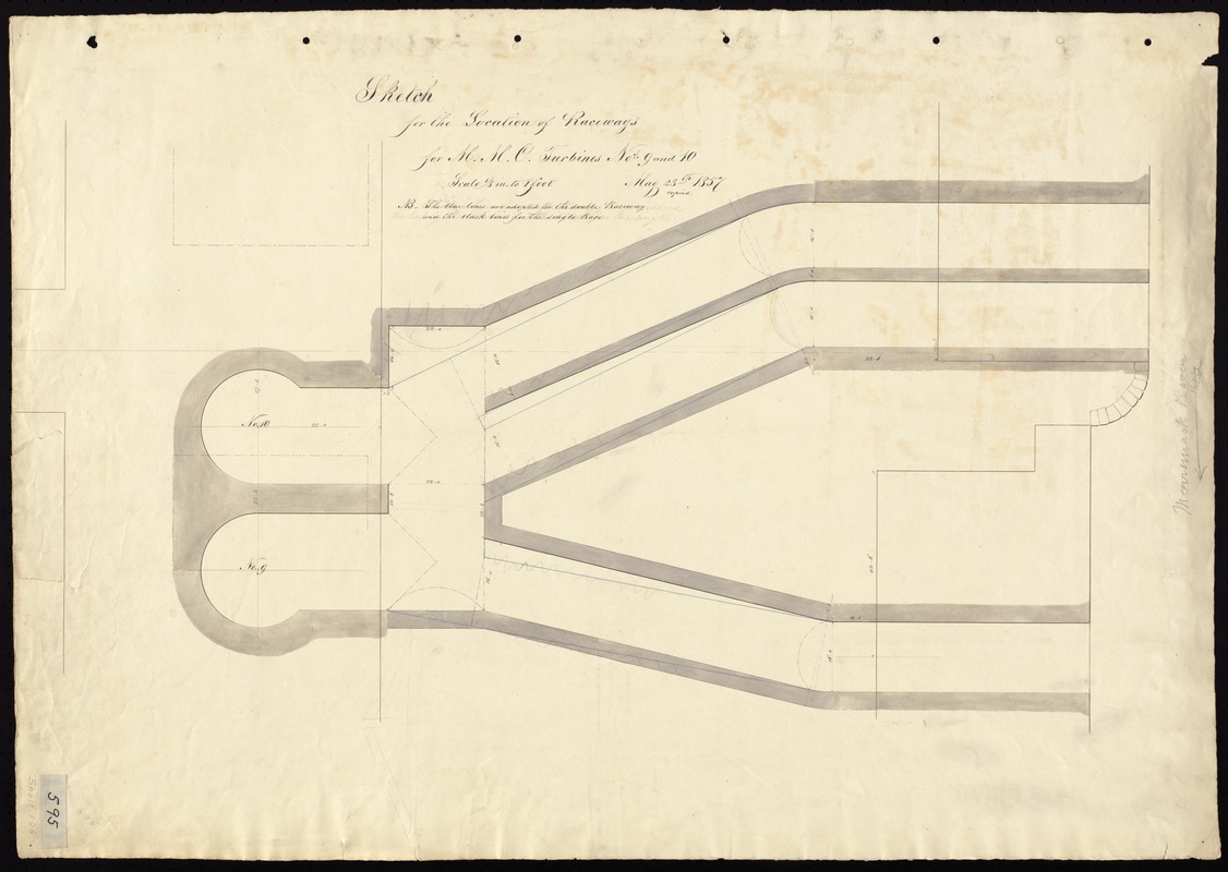 Sketch for the location of raceways for M. M. C. Turbines no 9 and 10