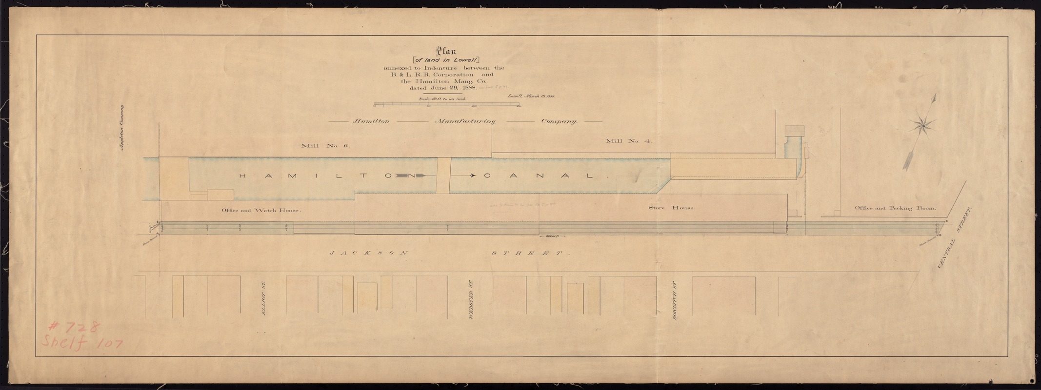Land in Lowell between Boston and Lowell Railroad