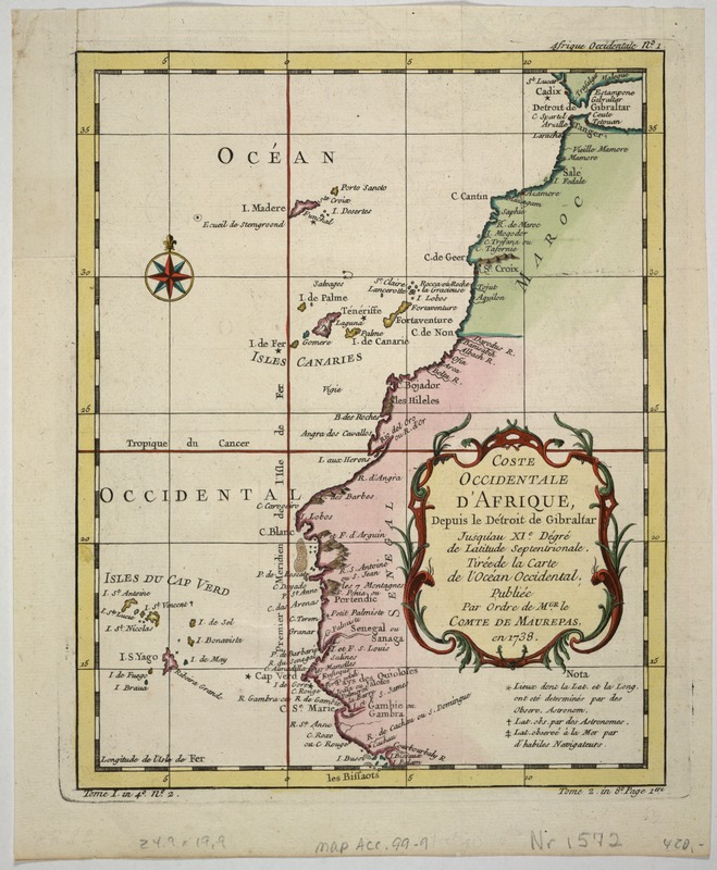 Coste occidentale d'Afrique, depuis le Détroit de Gibraltar jusqu' au XIe dégré de latitude septentrionale