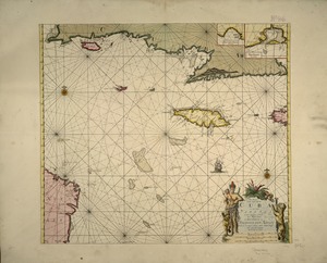 Pas kaart van de zuyd kust van Cuba en van geheel Yamaica en and're bygeleegen plaatsen