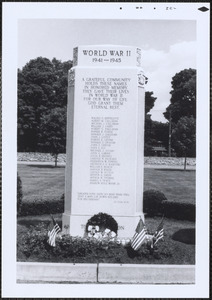 World War II Memorial in front of Junior High School, Washington St., Canton