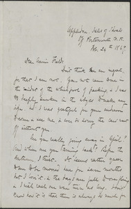 Celia Thaxter autograph letter signed to Annie Fields, Appledore, Isles of Shoals, N.H., 24 February 1869