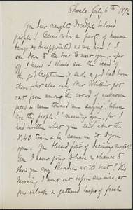 Celia Thaxter autograph letter signed to [Annie and James Fields], Shoals, [N.H.], 6 July 1872