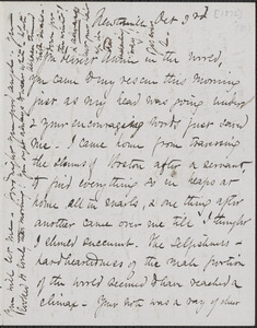 Celia Thaxter autograph letter signed to Annie Fields, Newtonville, [Mass.], 3 October [1872]