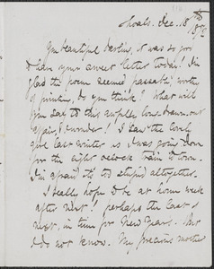Celia Thaxter autograph letter signed to [Annie Fields], Shoals, [N.H.], 18 December 1872