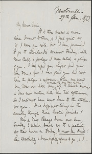 Celia Thaxter autograph letter signed to Annie Fields, Newtonville, [Mass.], 29 January 1873