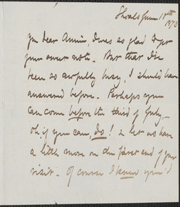 Celia Thaxter autograph letter signed to Annie Fields, Shoals, [N.H.], 18 June 1873