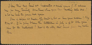 Celia Thaxter incomplete autograph note to [Annie Fields, 1874?]