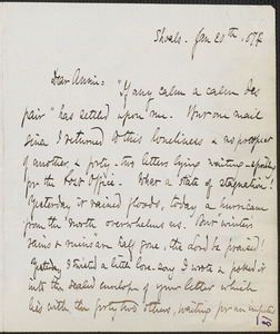 Celia Thaxter autograph letter to Annie Fields, Shoals, [N.H.], 20 January 1874