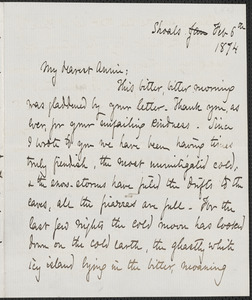 Celia Thaxter autograph letter to Annie Fields, Shoals, [N.H.], 6 February 1874