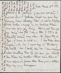 Celia Thaxter autograph letter signed to Annie Fields, Shoals, [N.H.], 12 & 16 March 1874