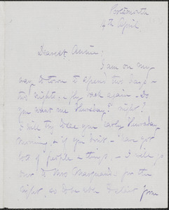 Celia Thaxter autograph letter signed to Annie Fields, Portsmouth, [N.H.], 14 April [1874]
