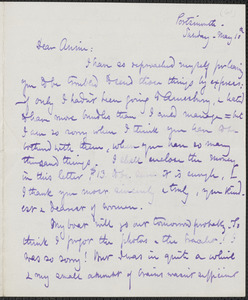 Celia Thaxter autograph letter signed to Annie Fields, Portsmouth, [N.H.], 10 May [1874]