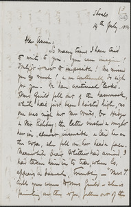 Celia Thaxter autograph letter signed to Annie Fields, Shoals, [N.H.], 14 July 1874