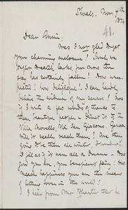 Celia Thaxter autograph letter signed to Annie Fields, Shoals, [N.H.], 7 November 1874