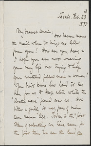 Celia Thaxter autograph letter signed to Annie Fields, Shoals, [N.H.], 23 February 1875