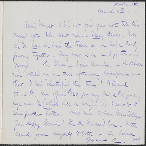 Celia Thaxter autograph letter signed to Annie Fields, Portsmouth, [N.H.], 11 & 12 March [1875]