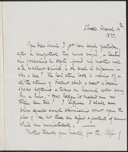 Celia Thaxter autograph letter signed to Annie Fields, Shoals, [N.H.], 14 March 1875