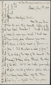 Celia Thaxter autograph letter signed to Annie Fields, Shoals, [N.H.], 7 January 1877