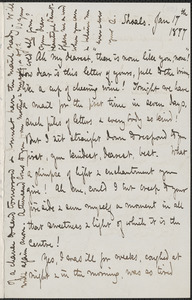 Celia Thaxter autograph letter signed to Annie Fields, Shoals, [N.H.], 17 January 1877