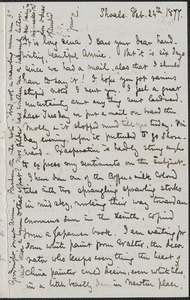 Celia Thaxter autograph letter signed to Annie Fields, Shoals, [N.H.], 24 February 1877