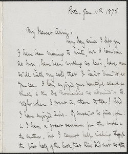 Celia Thaxter autograph letter signed to Annie Fields, Ports[mouth, N.H.], 11 January 1878