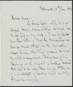 Celia Thaxter autograph letter signed to Annie Fields, Portsmouth, [N.H.], 16 January 1878