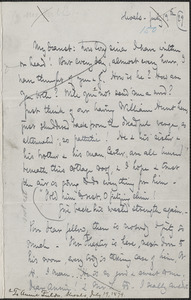 Celia Thaxter autograph letter signed to Annie Fields, Shoals, [N.H.], 19 July [18]79