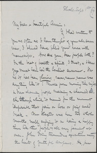 Celia Thaxter autograph letter signed to Annie Fields, Shoals, [N.H.], 1 September [18]79