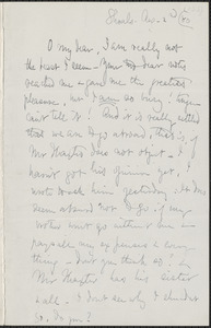 Celia Thaxter autograph letter signed to Annie Fields, Shoals, [N.H.], 2 and 6 August [18]80