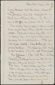 Celia Thaxter autograph letter signed to Annie Fields, Kittery Point, Maine, 12 September [18]80