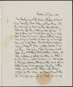 Celia Thaxter autograph letter signed to Annie Fields, Shoals, [N.H.], 2 June 1881