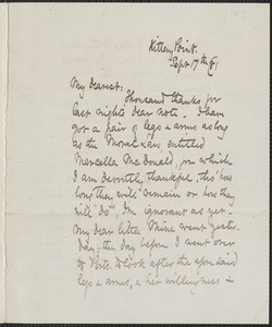 Celia Thaxter autograph letter signed to [Annie Fields], Kittery Point, [Me.], 17 September [18]81