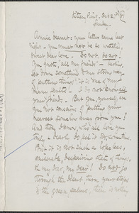 Celia Thaxter autograph letter signed to Annie Fields, Kittery Point, [Me.], 23 October [18]81