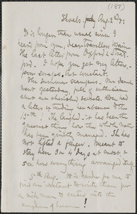 Celia Thaxter autograph letter signed to [Annie Fields and Sarah Jewett], Shoals, [N.H.], 2 & 5 August [18]82
