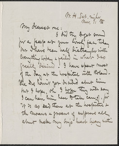 Celia Thaxter autograph letter signed to [Annie Fields], W[inthrop] H[ouse, Boston], 11 November [1882]