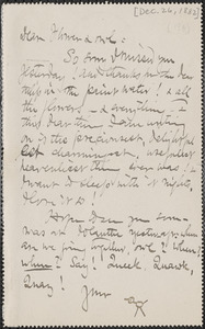 Celia Thaxter autograph note to [Annie Fields and Sarah Jewett, Boston, 26 December 1882]