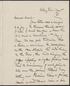 Celia Thaxter autograph letter signed to Annie Fields, Kittery Point, [Me.], 1 May [18]83
