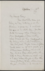 Celia Thaxter autograph letter to Sarah Jewett, Appledore, [N.H.], 30 June [18]83
