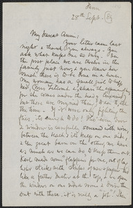 Celia Thaxter autograph letter signed to Annie Fields, Farm, [Kittery Point, Me.], 28 September [18]84